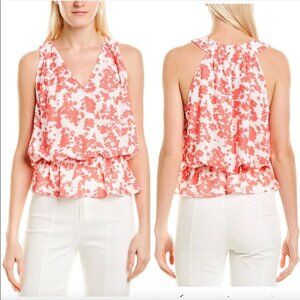 Ramy Brook Sharon Floral Print Top Sleeveless Peplum Blouse